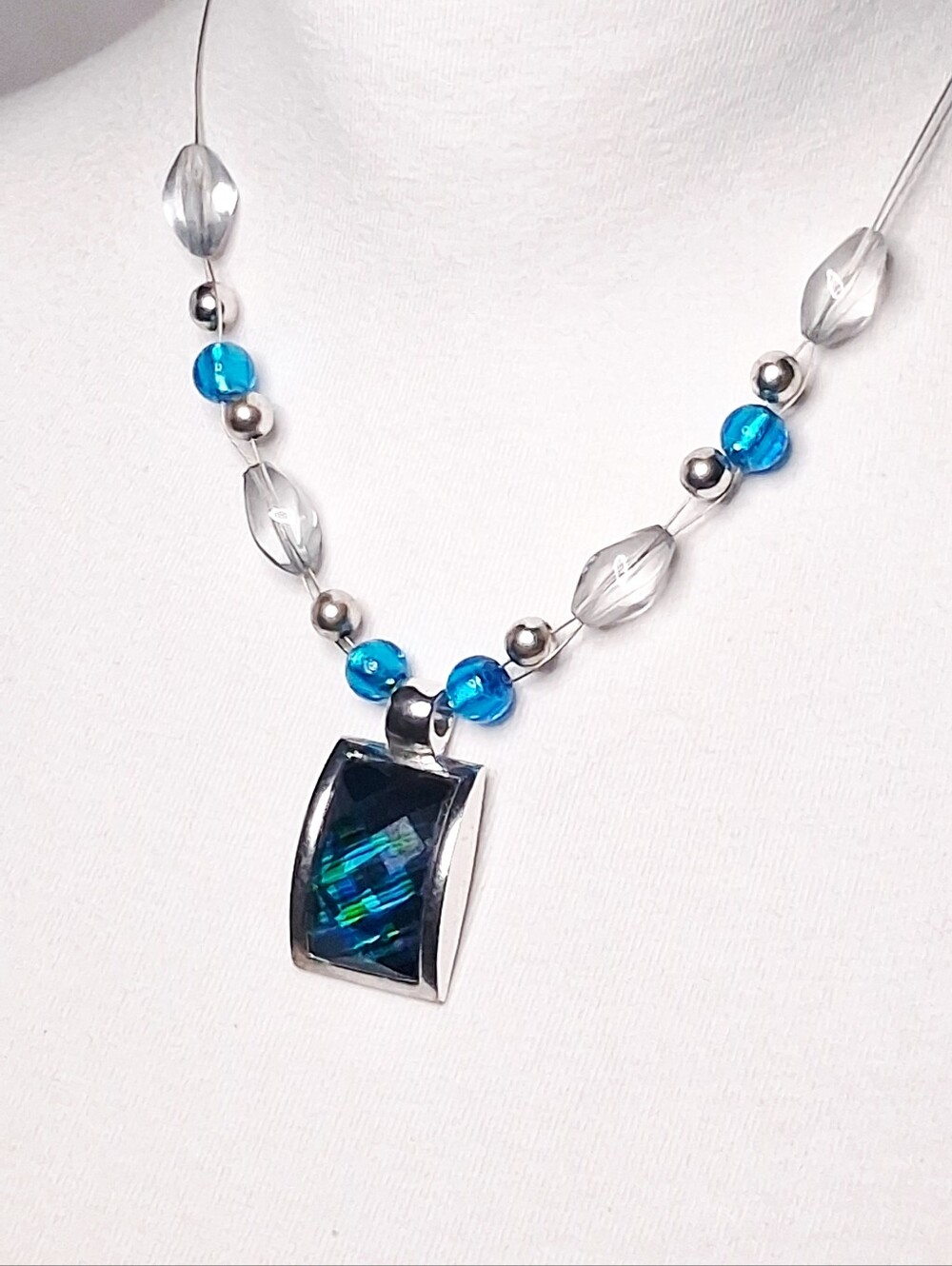 Coastal Dichroic Style Pendant Necklace
